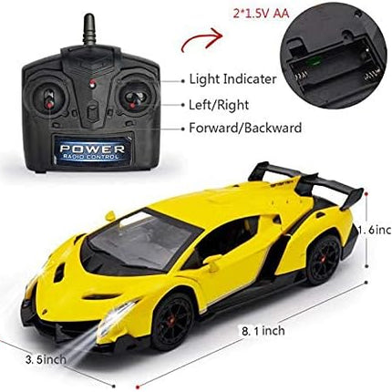 QUN FENG Remote Control RC CAR Racing Cars Compatible with Lamborghini Veneno Officially Licensed 1:24 Toy RC Cars Model Vehicle for Boys 6,7,8 Years Old,Yellow