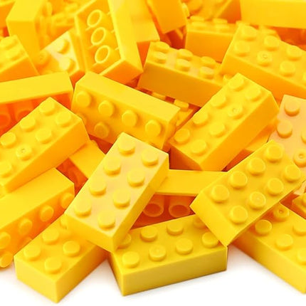 320 Pieces 2x4 Yellow Bricks Building Blocks Creative Play Set Classic Basic Parts Toy Accessories Combine with 3001 Major Brick Brands (Yellow)