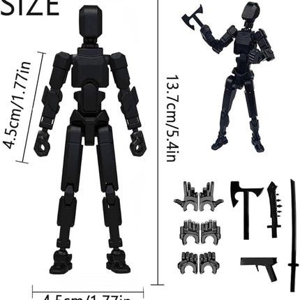 Titan 13 Action Figure, New Robot Action Figure with Accessories 3D Print Multi-Articulated Virtual Robot 13 Action Figure Desktop Decor (Black 1 Piece)