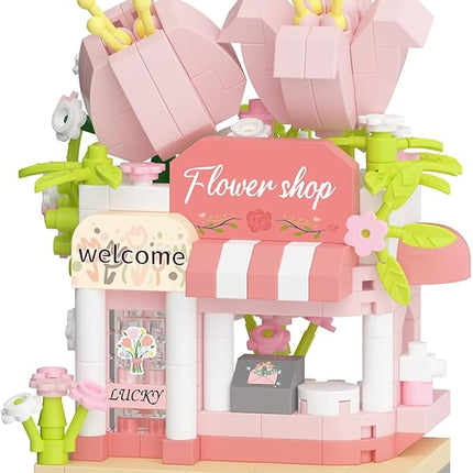 Tulips Mini Flower Shop Building Toy Street City Store View Micro House Toys Festival Blocks Set for Home Decor Gifts