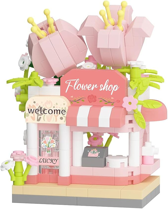 Tulips Mini Flower Shop Building Toy Street City Store View Micro House Toys Festival Blocks Set for Home Decor Gifts