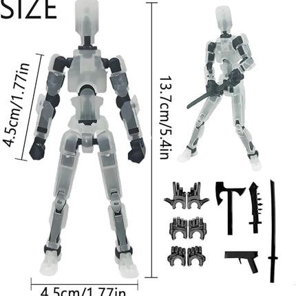 Titan 13 Action Figure, Lucky Robot 13 Action Figures, 3D Printed Multi-Articular Action Figures, Robot 13 Figure for Boy, Action Figure for Desktop Decorations (Transparently)