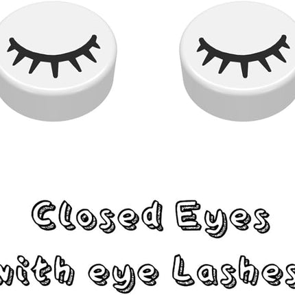 LEGO Parts and Pieces - 50 Pcs Mixed Lot of White 1X1 Tile (Full Eyes, Partially Closed Eyes, and Closed Eyes) Plus Minifigureland Tile