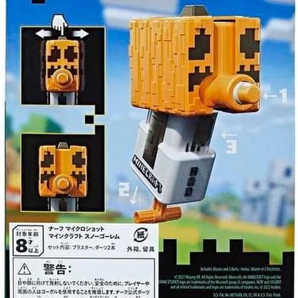 Nerf Microshot Minecraft Snow Golem Mini Blaster, Minecraft Snow Golem Mob Design, 2 Official Nerf Elite Darts with Priming Handle F6132