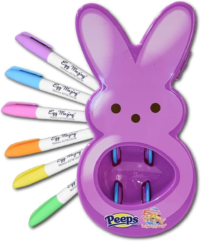 The Eggmazing Egg Decorator - Peeps Bunny - Arts and Craft Set Includes 6 Colorful Quick Drying, Non-Toxic Markers (Purple), Ages 3 and Up