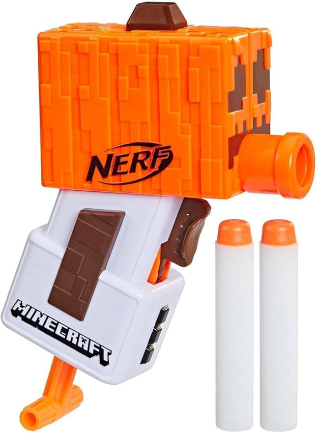 Nerf Microshot Minecraft Snow Golem Mini Blaster, Minecraft Snow Golem Mob Design, 2 Official Nerf Elite Darts with Priming Handle F6132