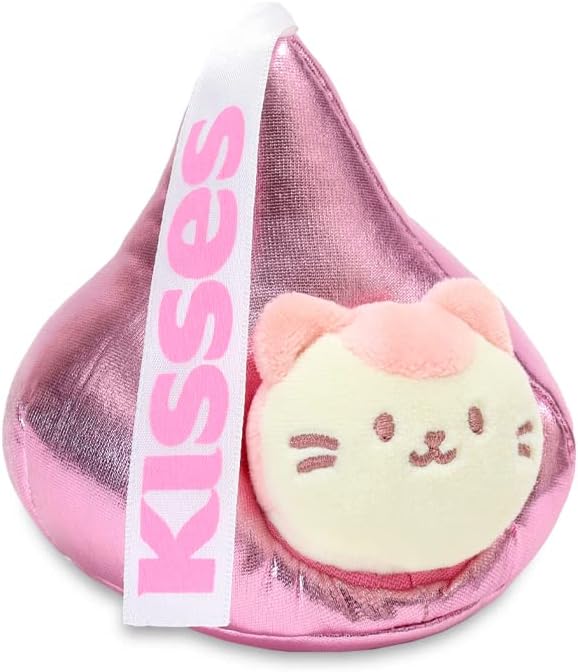Anirollz Stuffed Animal Plush Toy - Official Hershey Kisses Chocolate Toy Blanket Outfitz Doll | Soft, Squishy, Warm, Cute, Comfort, Safe | Pillow with Kitty - Valentine's Day Gift 4" Kittiroll