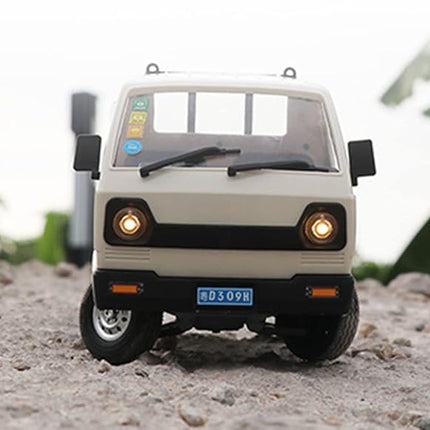 D12Mini Kei Truck RC Car, 1/16 2.4Ghz Remote Control Rock Crawler Off Road Truck with Brushed Motor, LED Headlights, Middle Engine Rear Drive RTR Toys Car for Adults