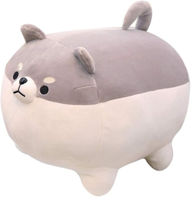 EHOTONG Shiba Inu Dog Plush Pillow, Corgi Stuffed Animal Plush Toy Hug Pillow Gifts for Girl Boy (Gray, 11.8in)