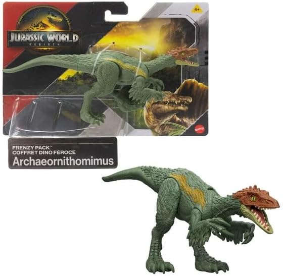 Jurassic World Rebirth Frenzy Pack Archaeornithomimus Dinosaur Figure, Authentic Toy, Digital Play