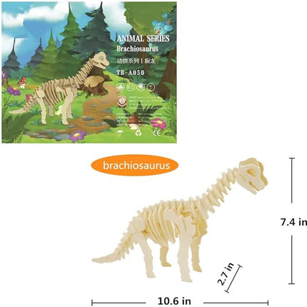 3D Wooden Crafts Puzzle - 3 Piece Set Wood Dinosaur Skeleton Model Puzzle,Wooden Assembly 3D Puzzle Toys,STEM DIY Brain Teaser Puzzle