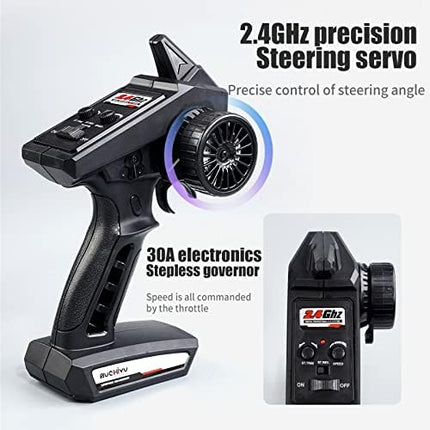 X-Verse 16101 1/16 Fast RC Cars for Adults, Max 38 mph Carbon Brush Motor Remote Control Car All Terrain RC Truggy Waterproof Off Road Truck - 3 Battery(Purple)