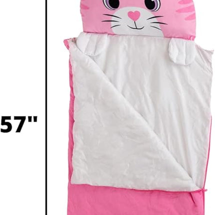 Kid's Nap Buddies Character Preschool Nap Mat, Toddler Sleeping Bag with Pillow for Daycare, Ages 3+