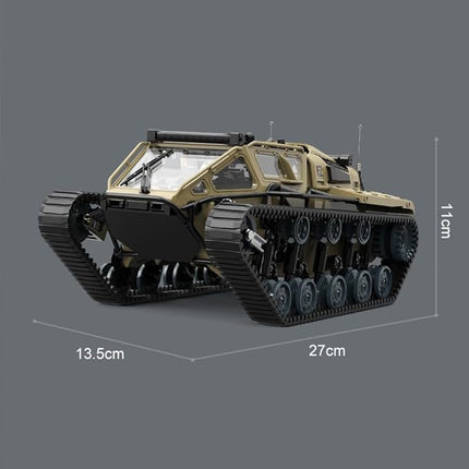 RC Tank Car, 1:16 Remote Control Crawler 10KM/H High Speed Tank, 2.4Ghz RC Rock Crawler Off-Road 4WD 360°Rotating Drifting Car with 2 Batteries, Military Truck Toy for Kids