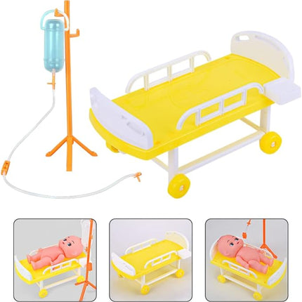 Zerodeko 1 Set Simulated Medical Bed Dollhouse Hospital Accessories Role Play Doctor kit Bed Accessories Pretend Play Doctor Toys Kids Stethoscope Toy Plastic Combo Plate Toddler Baby