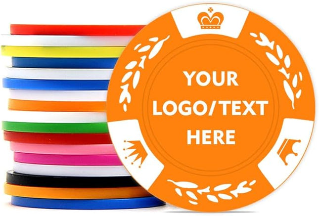 100 Personalized Poker Chips, Print with Your Text and Logo, Suitable for Corporate Event, Poker Night, Card Club, Board Game, Party