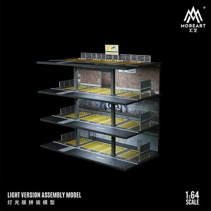 1:64 Scale Multi-Level Display Garage Diorama – 4-Tier Urban Parking Scene with Steel Frame Look – 30x15x28.5 cm for Diecast Car Models