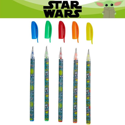 Innovative Designs Star Wars Baby Yoda Mandalorian Pencil Case Set with Stickers and Gel Pens for Kids, Molded with Zip Closure, Green