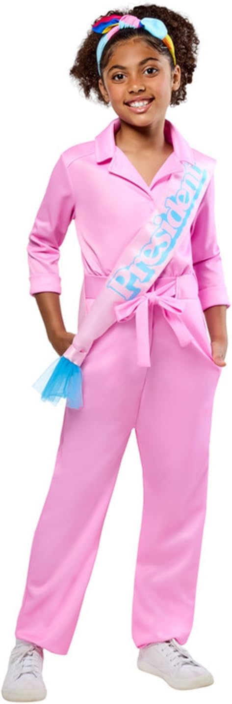 Rubies Girls Barbie Movie President Barbie Costume Jumpsuit with Headband and Sash