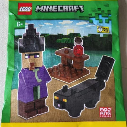 LEGO Minecraft Mini Set: Witch Minifigure with Black Cat and Potion