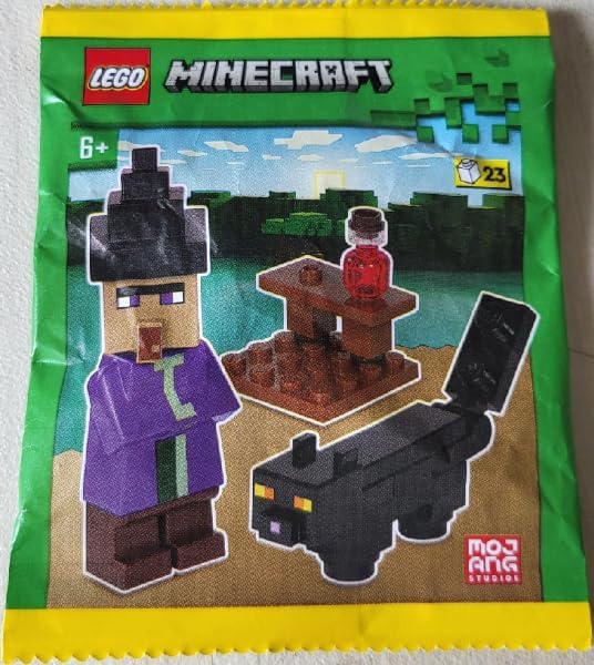 LEGO Minecraft Mini Set: Witch Minifigure with Black Cat and Potion