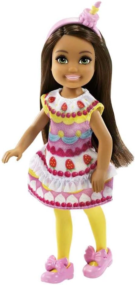 Barbie Club Chelsea Dress-Up Doll (6-inch Brunette) in Cake Costume with Pet and Accessories, for 3 to 7 Year Olds