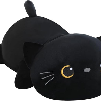 SQEQE Weighted Black Cat Plush, Weighted Black Cat Stuffed Animal, Cute Plushies Soft Pillow Toy Gift for Kids Adults 13.8 Inch, 1.6 Lbs
