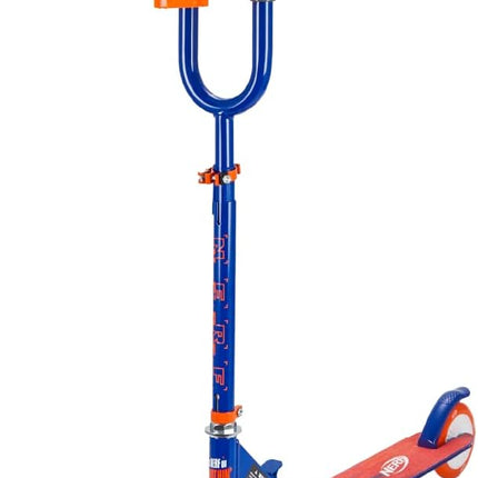 NERF Kick Scooter for Kids, Dual Barrel Blaster Fires Up to 40 Feet, Supports Up to 150lbs, Rear Brake, Sturdy Steel Frame, Wide Surface Textured Molded Deck, Outdoor Activities for Boys/Girls