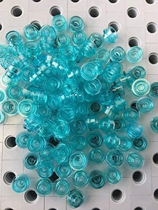 LEGO Parts: 100 Round Transparent Blue Plates 1x1