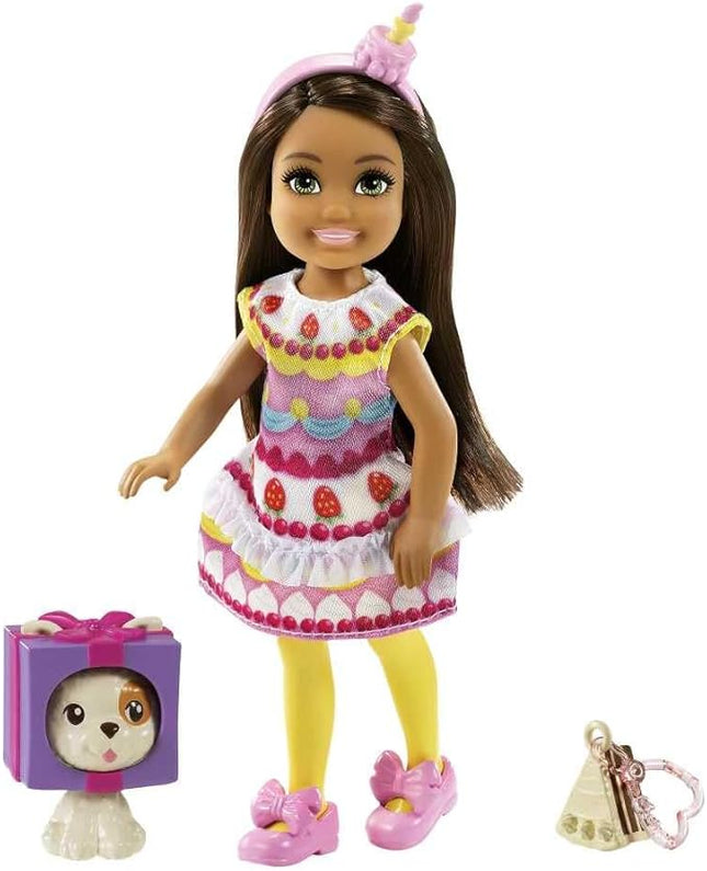 Barbie Club Chelsea Dress-Up Doll (6-inch Brunette) in Cake Costume with Pet and Accessories, for 3 to 7 Year Olds