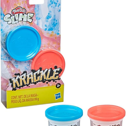 Play-Doh Krackle Slime Blue & Pink 2 Pack of Slime Compound with Beads for Kids 3 Years & Up