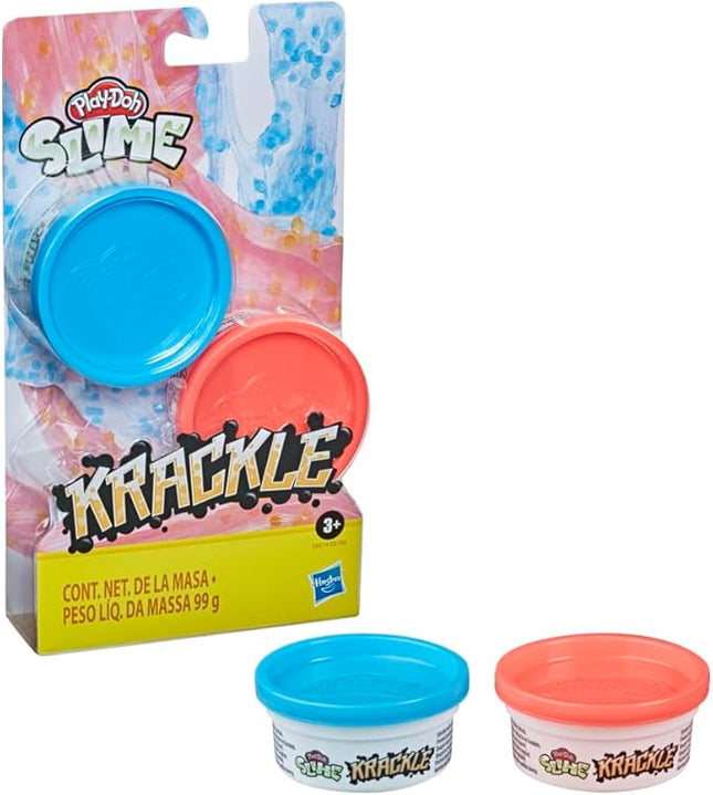 Play-Doh Krackle Slime Blue & Pink 2 Pack of Slime Compound with Beads for Kids 3 Years & Up