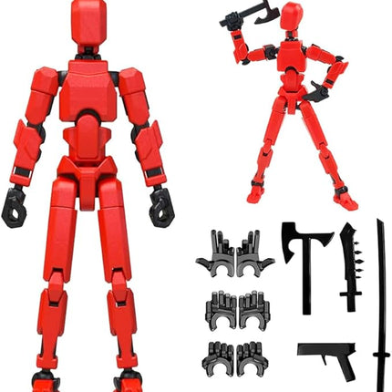 Titan13 Robot Action Figure,Lucky Robot 13 Action Figures, Creative 3D Printed Action Figure, Multi Jointed Action Figures Desktop Decorations for Kids Adult (Red 1pc)