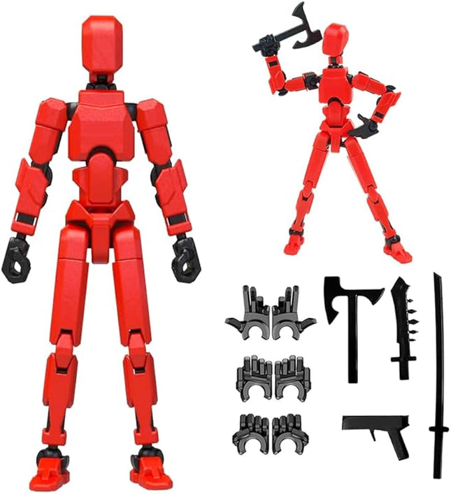 2025 New Titan 13 Action Figure Set,Titan 13 Robot Action Figure 3d Printed Multi-Jointed Movable,Robot 13 Action Figures,Decorations for Action Figures - Assembly Completed (Assembly Completed-Red)