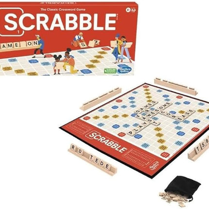 Hasbro Gaming Scrabble Board Game, Classic Word Games for Kids Ages 8 and Up, Fun Family Game for 2-4 Players, The Classic Crossword Game