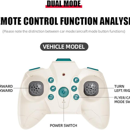 RC Drone Car Mini RC Drone & Flying Car, Remote Control Quadcopter with One Key Take Off/Landing, LED Lights, Easy to Fly Toy Drones for Kids 8-12