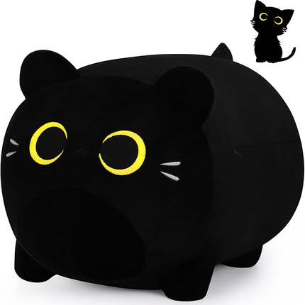 Black Cat Plush Stuffed Animal-11.8'' Black Cat Plush Toy, Cute Soft Plush Pillow, Cute Soft Plushie Pillow Plushie Stuffed Cat Toys, Christams Birthday Decoration Doll Gift for Kids Girls Boys