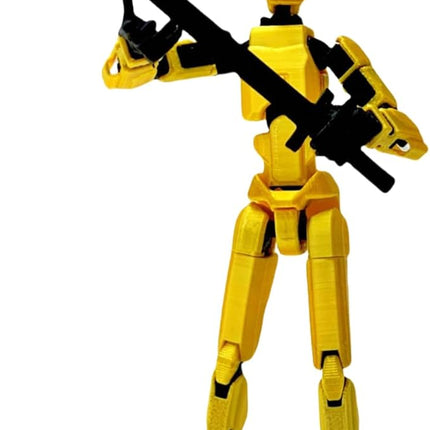 Pre-Assembly 3D Printed 5.54'' Dummy13 Action Figure, Multi-Jointed Tian13, Articulated T13 Desktop Decoration,12 in 1 Accessories, Best Birthday Festival Gift (Black White+Gold Black)