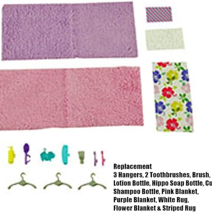 Replacement Parts for Barbie Dreamhouse Dollhouse - GRG93 ~ Barbie Size Accessories ~ Bathroom Supplies, Blankets and Rugs