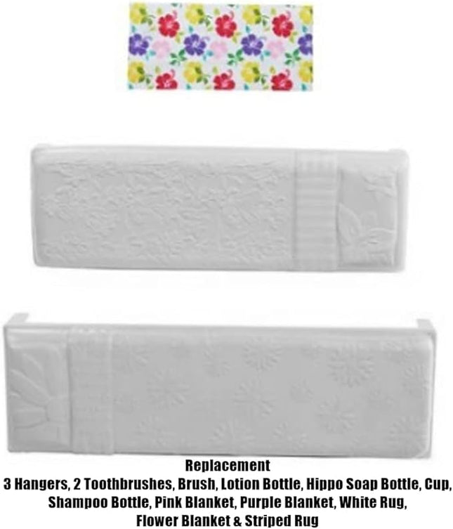 Replacement Parts for Barbie Dreamhouse Dollhouse - GRG93 ~ Barbie Size Accessories ~ Bathroom Supplies, Blankets and Rugs