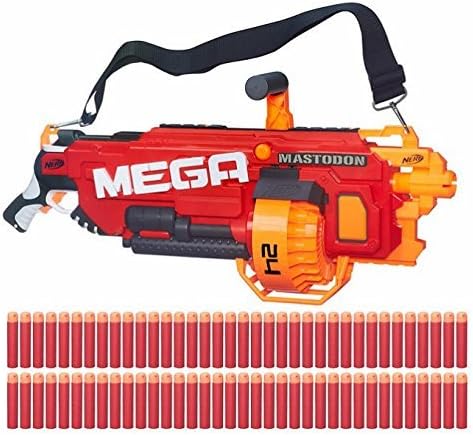 Nerf N-Strike MEGA Mastodon Blaster with 24 dart drum and 72 MEGA Whistler Darts 100 ft Shooting Distance