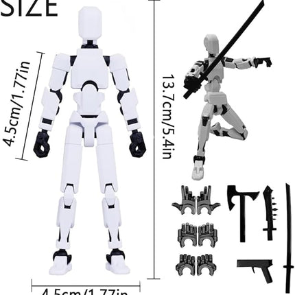 (Assembly Completed) 4 Packs T13 Action Figure Set, 3D Printed ActionFigure Toy Gifts for Kids, Dummy 13,Robot 13 Action Figure Full Body Mechanical Doll Christmas Birthday Gift for Boys Girls