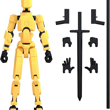 MerryXD T13 3D Action Figure,Assembly Completed Dummy Nova Titan Lucky 13 Action Figure 3D Printed Multi-Jointed Movable Toy Yellow