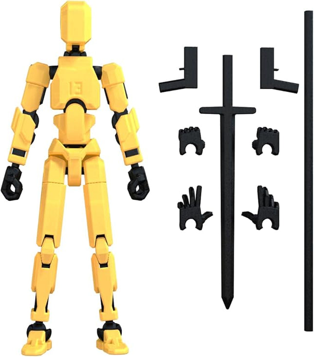 MerryXD T13 3D Action Figure,Assembly Completed Dummy Nova Titan Lucky 13 Action Figure 3D Printed Multi-Jointed Movable Toy Yellow