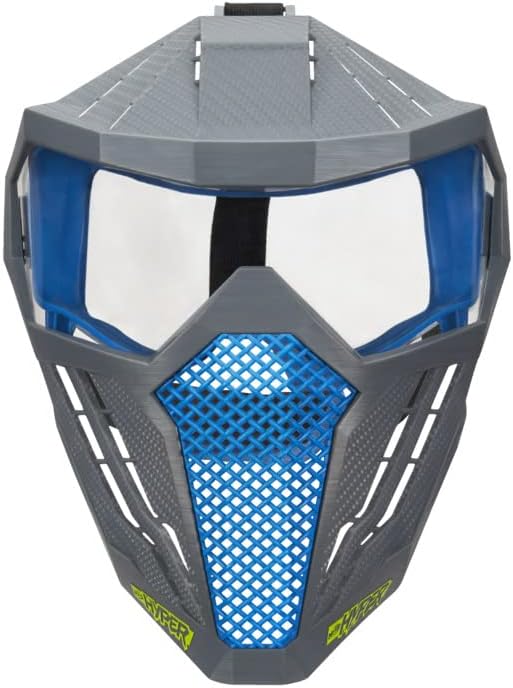 Nerf Hyper Face-Mask - Breathable Design, Adjustable Head Strap - Blue Team Color - Gear Up Hyper Battles - for Teens,-Adults