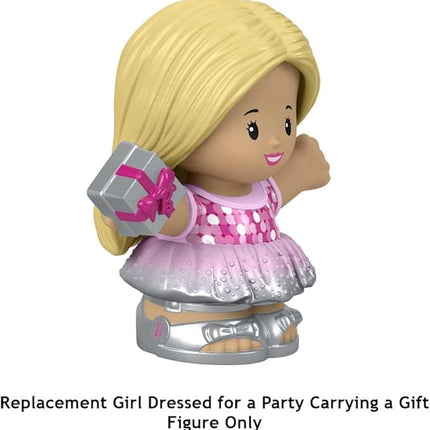 Replacement Part for Fisher-Price Little People Figure Pack ~ HGP69 Replacement Girl Figure Dressed for a Party Carrying a Gift ~ Inspired by Barbie You Can Be Anything