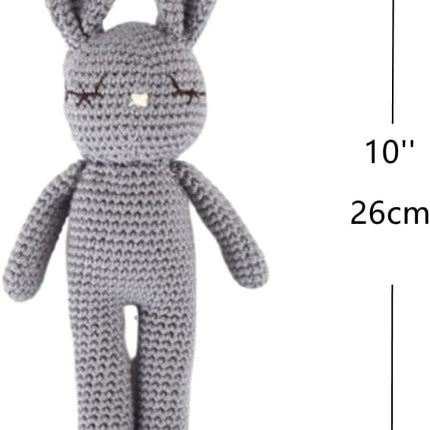 Moni's Choice Stuffed Plush Baby Crochet Bunny Rabbit Easter Gifts Handmade Stuffed Animal Hand-Knit Doll Granddaughter Grandson Lovey Sleep Toy Newborn(Grey)