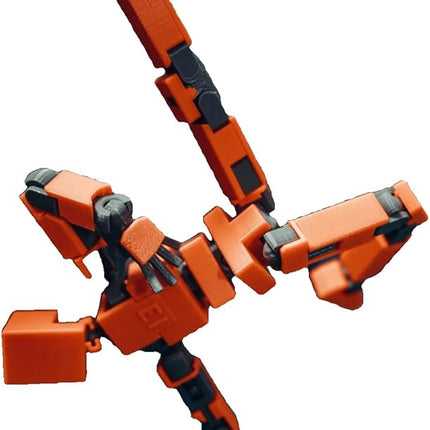 3D Printed Multi Joint Movable Mechanical Doll Model, Toy Design Style, Custom Desktop Ornament (Orange)