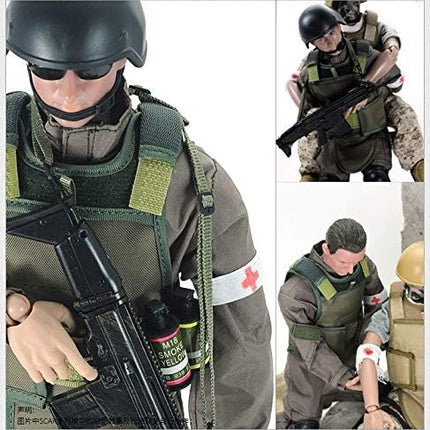 7Buy 12in Action Figures Toy 1:6 Stand Bendable Soldier Model Toy (Medic)