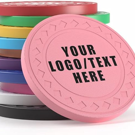 100 Personalized Plastic Diamond Chips, Print Your Image and Text, Tokens for Casino Player, Board Game, Late Night Poker Game, Party, Bar, Golf Ball Markers, Business Cards, Redemption